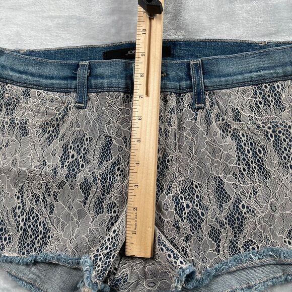 Joe's Jeans Shorts 28 Blue Denim Lace Overlay Cut Off Mid Rise Boho 2" Inseam - Picture 9 of 16